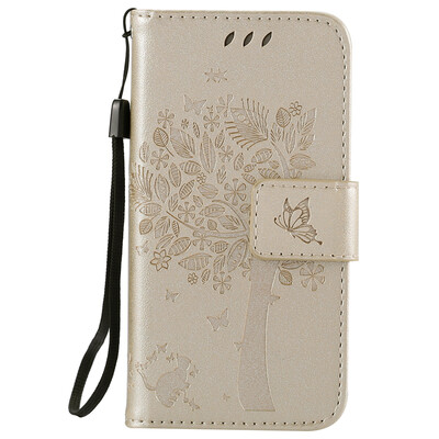 

Gold Tree Design PU Leather Flip Cover Wallet Card Holder Case for IPHONE 5