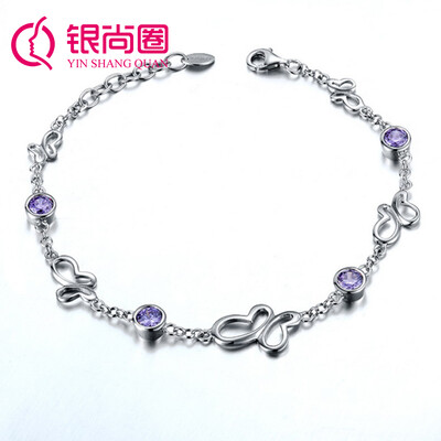

Silver Shang Circle s925 Silver Set Amethyst Bracelet Silver Silver Bracelet