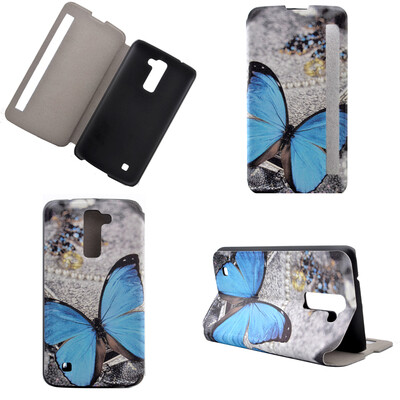 

Blue Butterfly Design Кожа PU откидной крышки Кошелек для карты памяти Чехол для LG K10