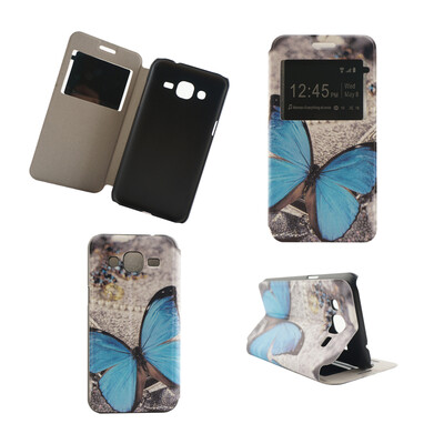 

Blue Butterfly Design PU Leather Flip Cover Wallet Card Holder Case for Samsung Galaxy J2