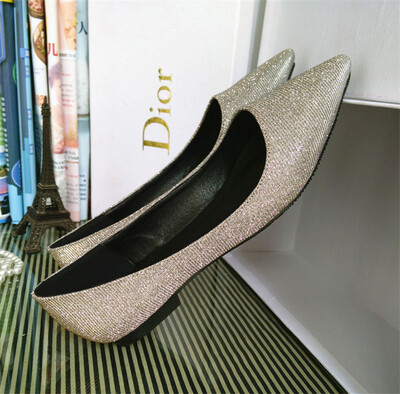 

Jiabaisi Women Flats Pointed Toe nails patent Flats Slip On low heel shoes Large Size Wedding Party Casual Basic Shoes