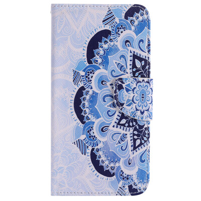 

Blue Flower Design PU Leather Flip Cover Wallet Card Holder Case for Google Pixel