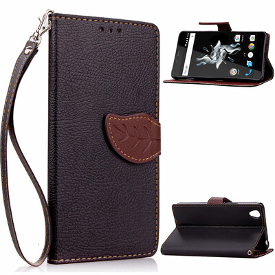 

Black Design PU Leather Flip Cover Wallet Card Holder Case for One Plus X/ONE E1001