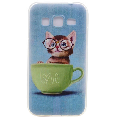 

Glasses cat Pattern Soft Thin TPU Rubber Silicone Gel Case Cover for Samsung Galaxy Core Prime G360