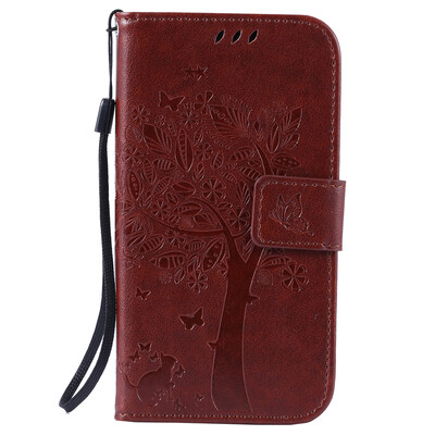 

Brown Tree Design PU Leather Flip Cover Wallet Card Holder Case for SAMSUNG J2