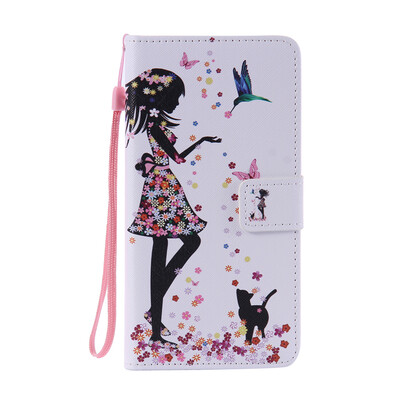 

Girl and Cat Design PU Leather Flip Cover Wallet Card Holder Case for SAMSUNG A9
