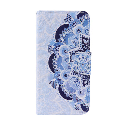 

Blue Flower Design PU Leather Flip Cover Wallet Card Holder Case for SAMSUNG J710 J72016