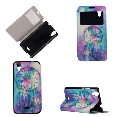 

Розовый Dreamcatcher Дизайн Кожа PU откидной крышки Кошелек для карты памяти чехол для Wiko Rainbow Jam 4G