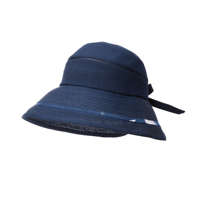 

Siggi SI89345 шляпа летнее солнцезащитный козырек корейский складной морской курорт пляж шляпа корейской версии большой колпачок на крышке крышка темно-синий 57см