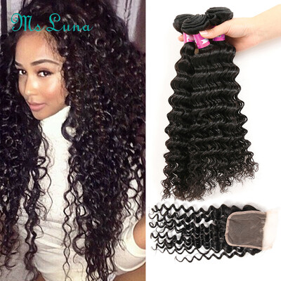 

Malaysian Deep Wave With Closure 3 Bundles Malaysian Virgin Hair With Closure 7a Malaysian Curly Hair Human Hair With Closure