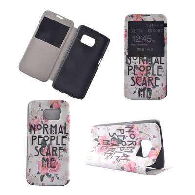 

Rose Flower Design PU Leather Flip Cover Wallet Card Holder Case for Samsung Galaxy S7