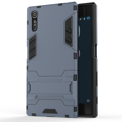 

Темно-синий Slim Robot Armor Kickstand Ударопрочный жесткий корпус из прочной резины для SONY Xperia XZ