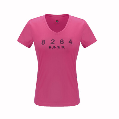 

8264 outdoor sports fast-drying spring and summer Ms. V-neck sports sweat breathable short-sleeved Slim K-shirt K7S1R5509 rose red M