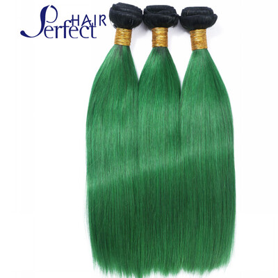 

100 Ombre Brazilian Hair Extensions 1BGreen Ombre Hair Weave Cheap Straight Human Hair 3 Bundles Hair Wefts