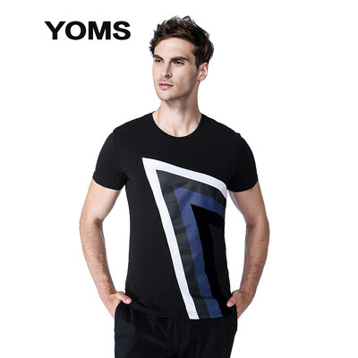 

Морс предпочтительно (YOMS) M штрафа хлопка футболку бизнес случайный шею с коротким рукавом печати 61244685 M L флот