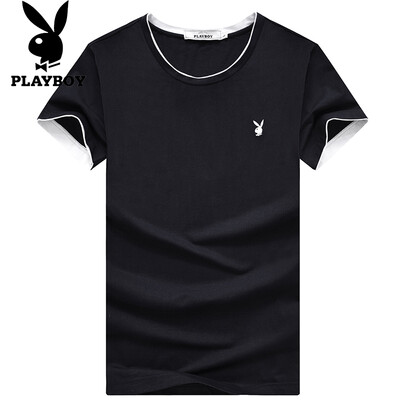 

Playboy PLAYBOY футболка Мужская повседневная шею с коротким рукавом мода дикая футболка 17001PL1917 черный 3XL