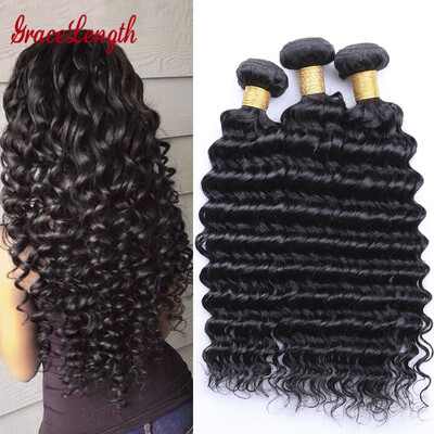 

8A Brazilian Virgin Hair Deep Wave 3 Bundles Grace Length Hair Brazilian Deep Wave Curly Hair Mink Brazillian Hair Weave Bundles