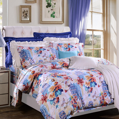 

FuANNA (FUANNA) Текстиль для дома Комплект постельных принадлежностей Хлопок Twill Bed Четырёхлистник Листовая окантовка Резьба Время Двойной 1,8 м Кровать Оранжевый