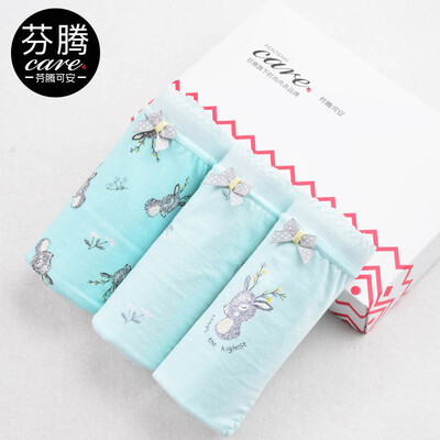 

Fen Teng Can Underwear Ladies Underwear Cartoon Girl Cute Sweet Triangle Pants 3pcs U3763389 Lange Bottom Blue Point Blue XL
