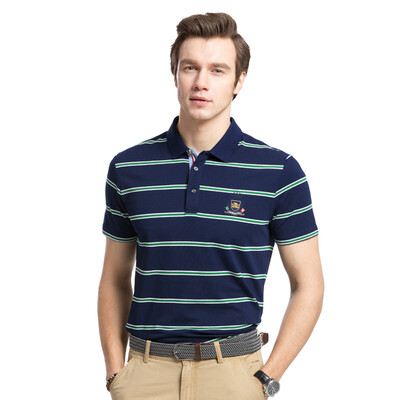

Camel (CAMEL) men's fashion lapel stripes POLO business casual short-sleeved T-shirt X7B265203 green XXL
