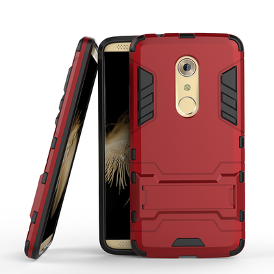 

Red Slim Robot Armor Kickstand Shockproof Hard Rugged Rubber Back Case For ZTE AXON 7