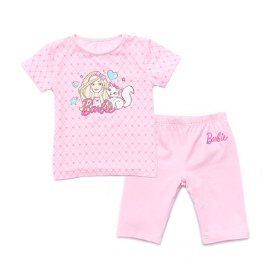 

Барби (Barbie) Детский с короткими рукавами костюм костюм пижамы девочки жилет шорты костюм BB5004 Роза 110cm