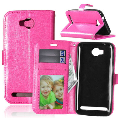 

Розовая красная классическая флип-обложка с функцией подставки и слотом для кредитных карт для HUAWEI Y3 II