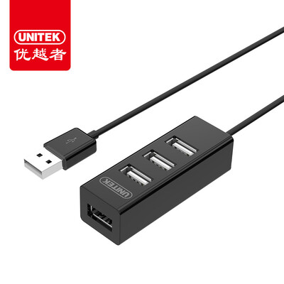 

(UNITEK) USB сплиттер высокой скорости один перетащить более четырех интерфейсов 0,8 метра ноутбук настольный компьютер 4 порта концентратор HUB конвертер черный Y-2140BK