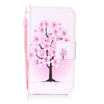 

Персик Блоссом Дизайн Кожа PU откидной крышки Кошелек Карты Держатель Чехол для Apple iPhone SE