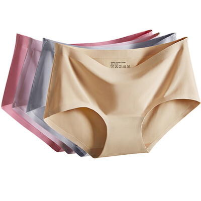 

The United States&Ya Ting 4 loaded ice silk without trace underwear women a cotton crotch ladies underwear Xia thin color light gray pink pink L code