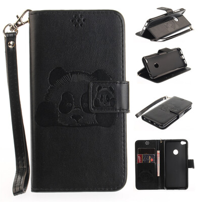 

Черный Panda Стиль Тиснение Классический откидная крышка с подставкой Функция и слот кредитной карты для Huawei P8 Lite 2017