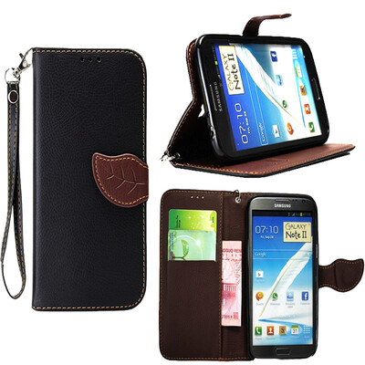 

Black Design PU Leather Flip Cover Wallet Card Holder Case for Samsung Galaxy Note 2N7102N7108