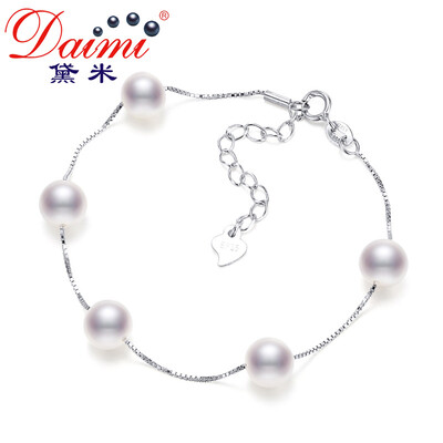 

Demi jewelery obsessed with 7-8mm beads strong luster freshwater pearl bracelet gypsophila design section length adjustable 925 silver