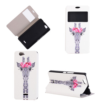 

Жираф Дизайн Кожа PU откидной крышки Кошелек Карты Держатель чехол для Wiko Getway