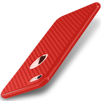 

BIAZE Apple 6 / 6S phone case iPhone6 ​​/ 6S protective cover all-inclusive silicone anti-drop soft shell carbon fiber series JK85- Chinese red