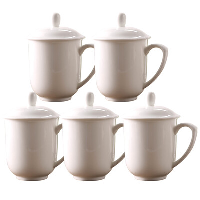 

Jingdong supermarket] mud carpenter simple bone porcelain business cover 5 only installed 350ml / only with the conference office cup set