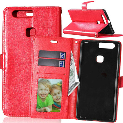 

Red Style Classic Flip Cover with Stand Function and Credit Card Slot for HUAWEI P9 Plus