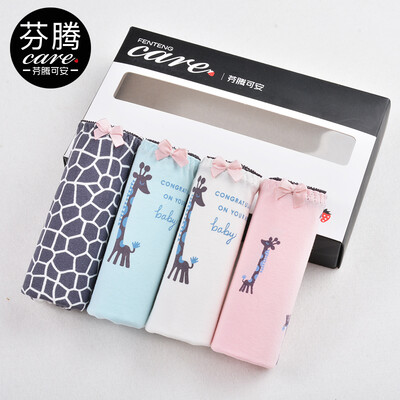 

Fen Teng может быть нижнее белье нижнее белье женский хлопок талия сладкий мультфильм девушка трусы 4 установлен D3669834 темно-серый светло-голубой розовый белый XL