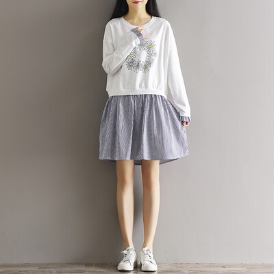 

CITYPLUS Sen Wo Department of Arts&Crafts Small Qingqing Printing Fake Two-piece Dresses CWQZ172467 White