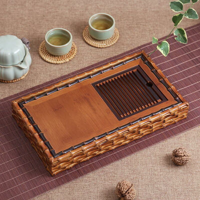 

Handmade Ancient Style Bamboo Gongfu Tea Ceremony Serving Table Tray 31x175cm
