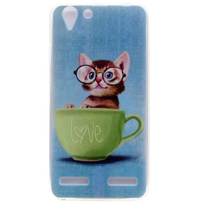 

Glasses cat Pattern Soft Thin TPU Rubber Silicone Gel Case Cover for Lenovo Vibe K5/A6020