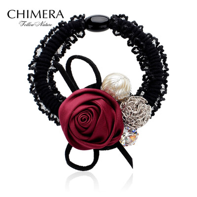 

Chimera (CHIMERA) hair ornaments headdress flower shadow cloth flowers hair ring leather feet rope red