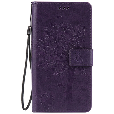 

Purple Tree Design PU Leather Flip Cover Wallet Card Holder Case for MOTO Z FORCE