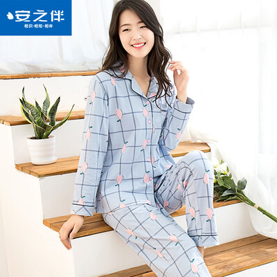 

[Супермаркет] Jingdong с anzhiban безопасности корейской версии сладкий и мило пижамы женская весна верхняя одежда Весна и осень с длинными рукавами костюм костюм XL синий 71K7270