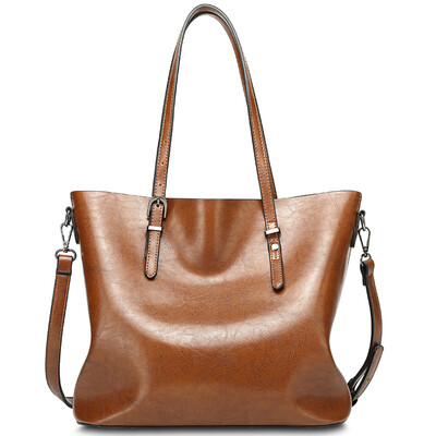 

DEER LOVE female shoulder bag European&American fashion oil wax leather handle oblique cross package LE17699 brown