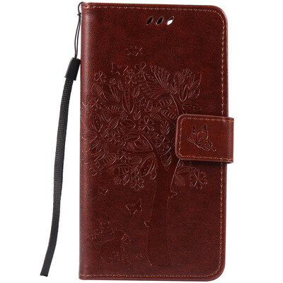 

Brown Tree Design PU Leather Flip Cover Wallet Card Holder Case for WIKO PULP