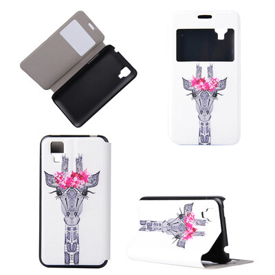 

Giraffe Design PU Leather Flip Cover Wallet Card Holder Case for Wiko Sunset