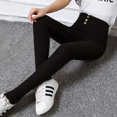 

VIVAHEART Tighten solid color outside the thin section of the high waist stretch large yards nine points under the foot pencil pants casual pants VWLEKX1606 black