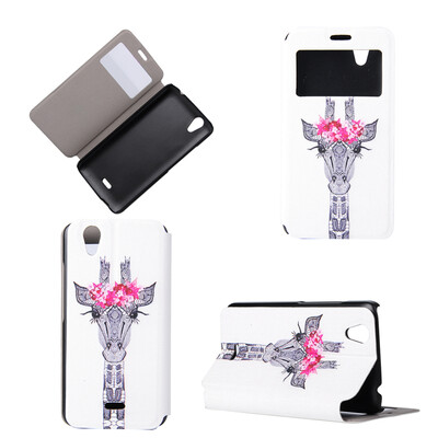 

Giraffe Design PU Leather Flip Cover Wallet Card Holder Case for Wiko Birdy