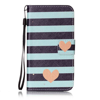 

Blue Stripes Design PU Leather Flip Cover Wallet Card Holder Case for Huawei Y5 II